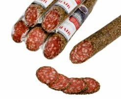 Haussalami Im Pfeffermantel, Vakuumiert, Ca. 250g - Metzgerei Mair -Fleisch- & Wurstwaren Verkäufe Haussalami mit Pfeffer
