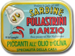 Pikante Sardinen Eingelegt In Olivenöl, Dose, 100 G - Pollastrini