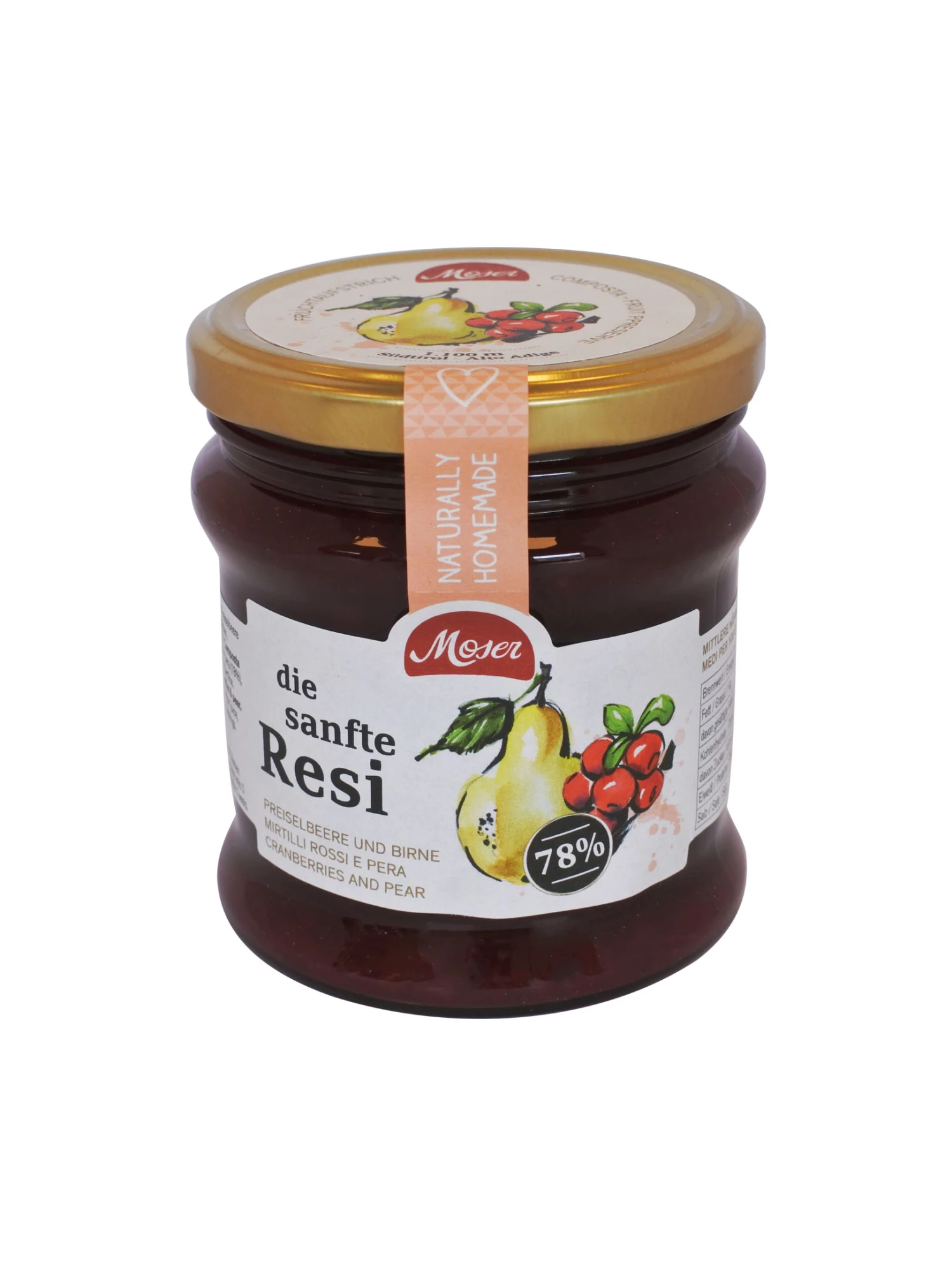 Fruchtaufstrich "die Sanfte Resi"- Birne & Preiselbeere, 340ml - Bäckerei Moser 1 Fruchtaufstrich "die Sanfte Resi"- Birne & Preiselbeere, 340ml - Bäckerei Moser