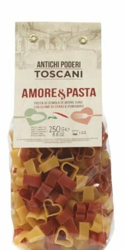 Nudeln In Herzform, Rot Und Gelb, Handgefertigt, 250g - Antichi Poderi Toscani